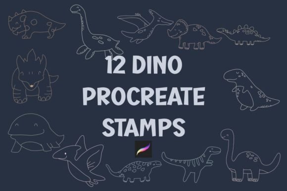 Download 12 Dinosaurs Procreate Brush Stamp Set - Premium Bundle