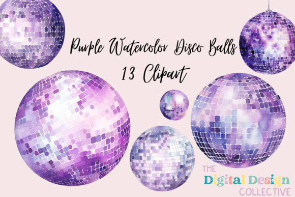 Download Purple Watercolor Disco Balls - Disco Collection
