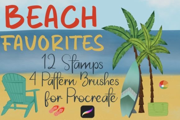Download Beach Favorites Stamps for Procreate - Premium Resources