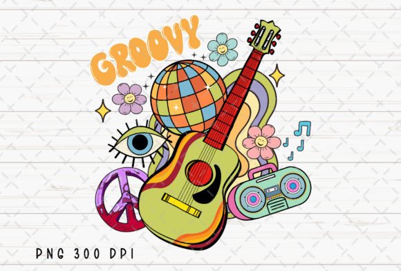 Download Groovy Guitar Disco Ball Eye Retro PNG - Disco Collection